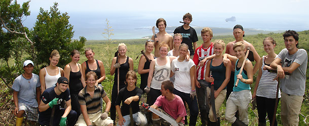 Global citizenship in the Galapagos on the island of San Cristóbal where students can volunteer to remove invasive species
